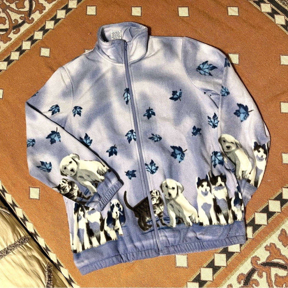Vintage Blair Dogs and Cats Fleece Jacket (L)
